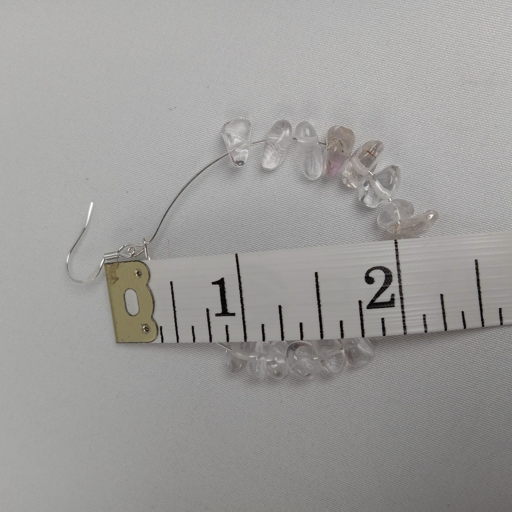 White quartz stone chip earrings exposed hoop - Picture 5 of 6